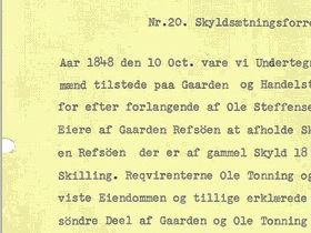Skyldsetningsforretning 7.de juli 1849.