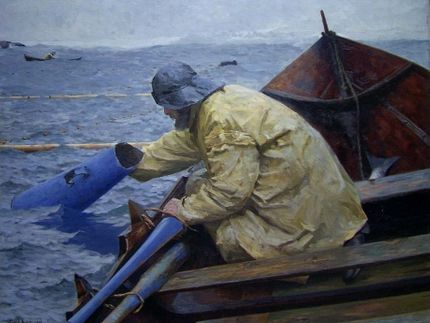 Ute ved kilenoten. Maleri av Fredrik Kolstø fra 1892.